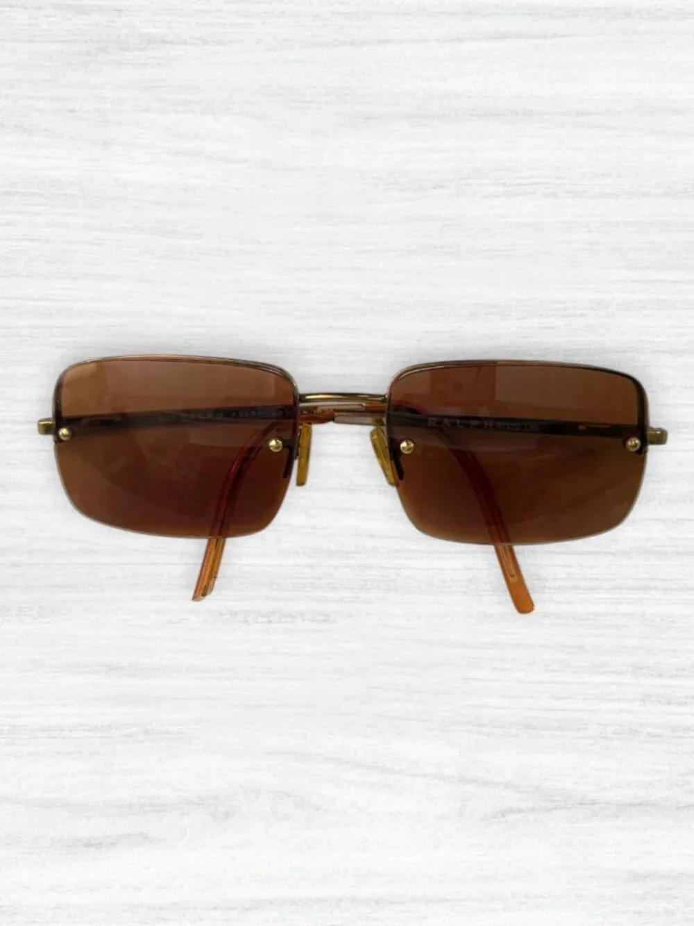 Ralph Lauren 972/S L6E Rimless Brown Gold Rectangle Eyeglasses Frames Y2K
